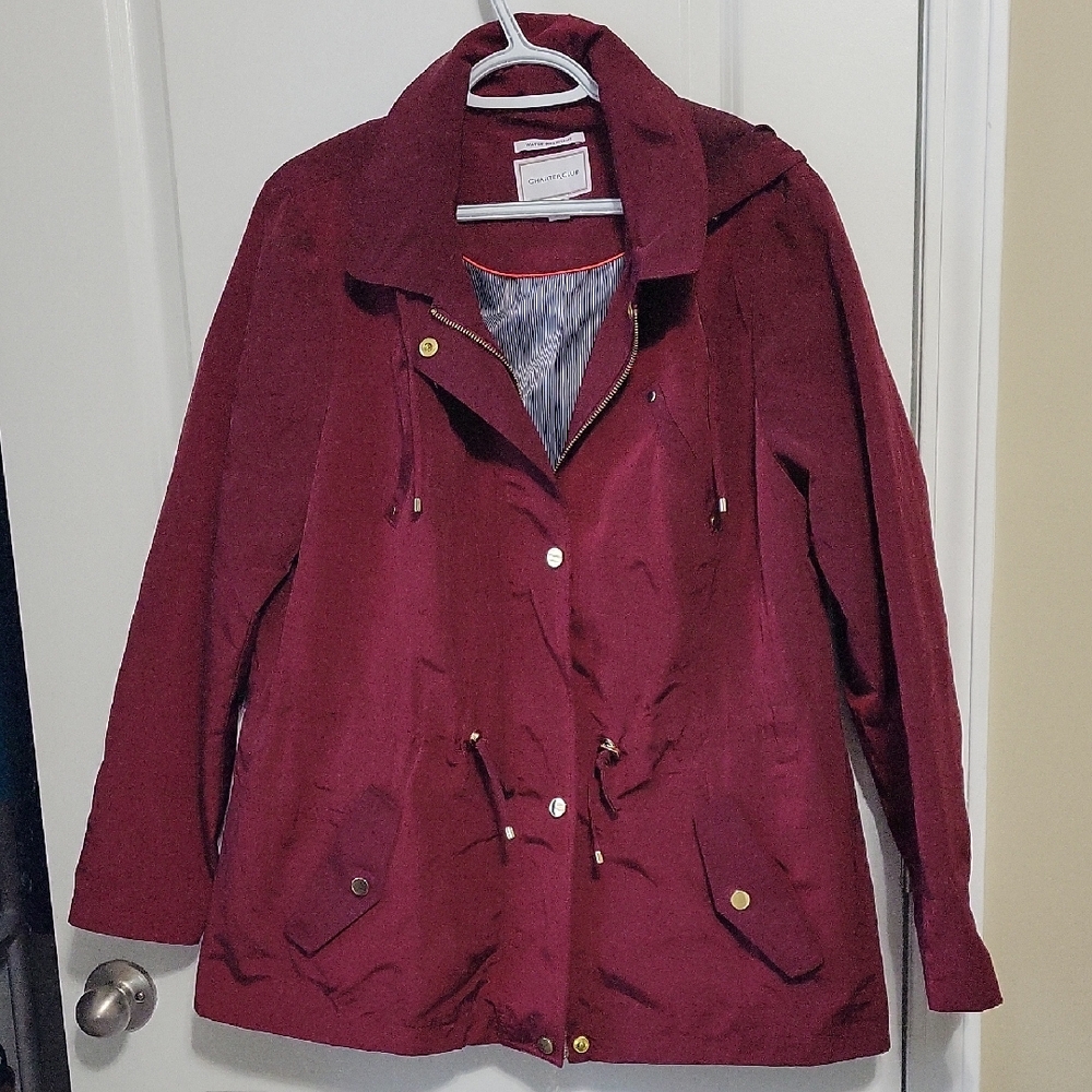 Charter Club , Red Anorak Jacket With Hood , Water Resistant, H